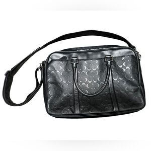 COACH Perry Slim Brief In Signature Leather Black Leather